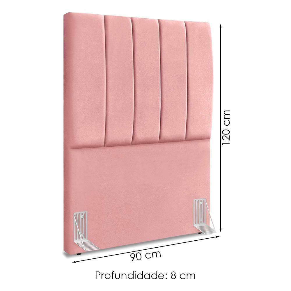 Cabeceira Solteiro 90 Cm Com Frame Dalia Suede Rosa Artte Rosa - 3