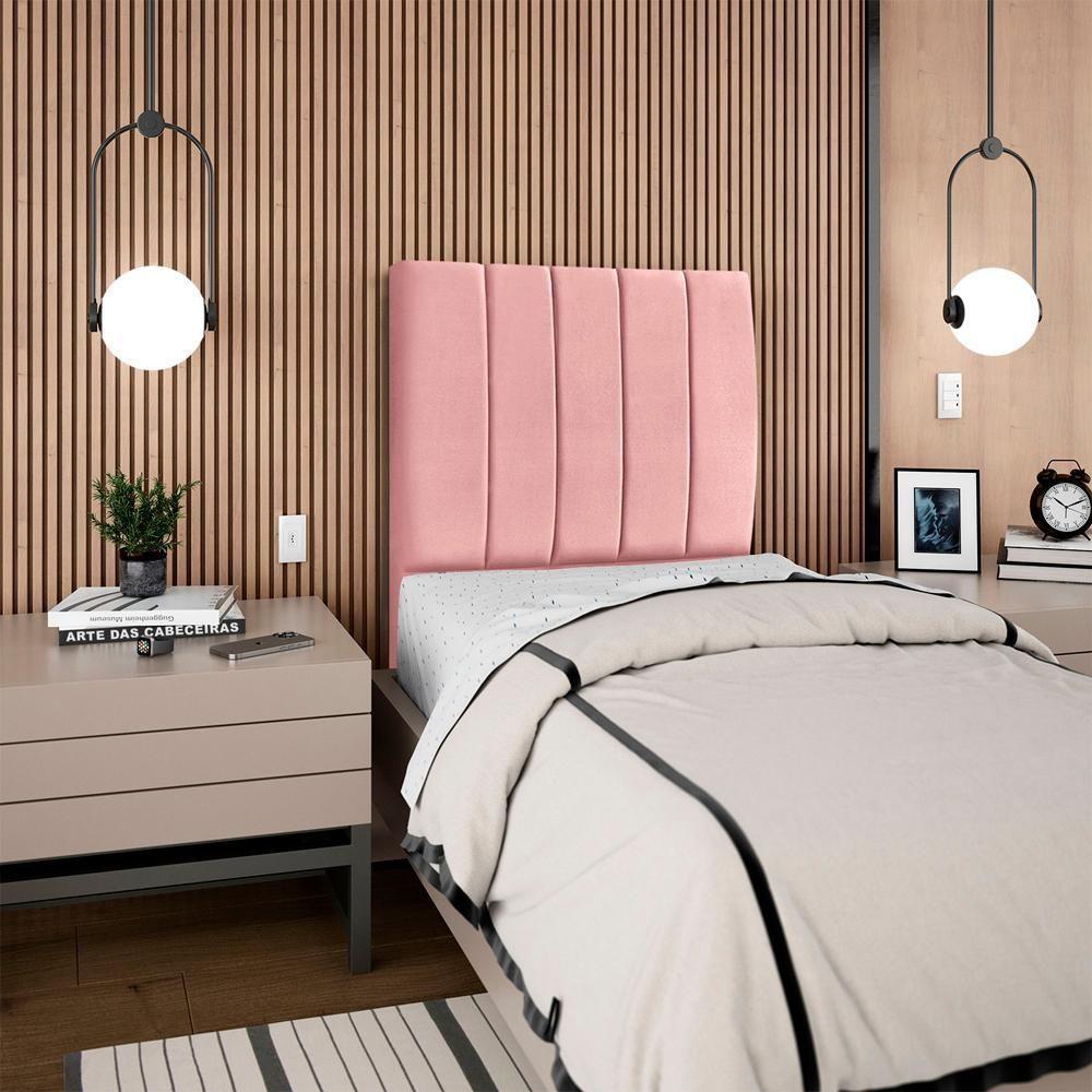 Cabeceira Solteiro 90 Cm Com Frame Dalia Suede Rosa Artte Rosa - 8