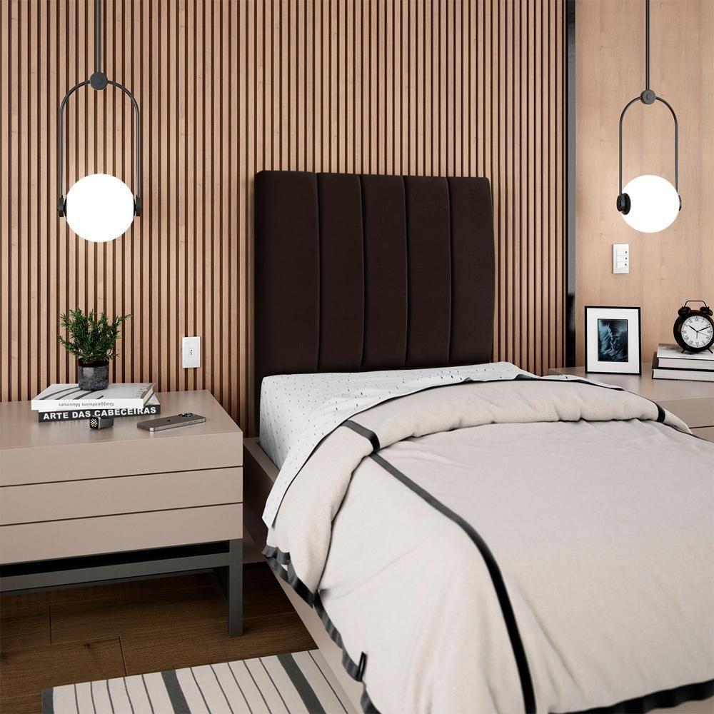 Cabeceira Solteiro 90 Cm Com Frame Dalia Suede Marrom Artte Marrom - 8