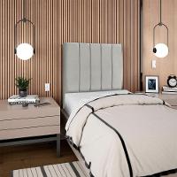 Cabeceira Solteiro 90 Cm Com Frame Dalia Suede Cinza Claro Artte Cinza Claro - 8