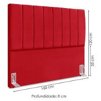 Cabeceira Queen 160 Cm Com Frame Dalia Suede Vermelho Artte Vermelho - 3