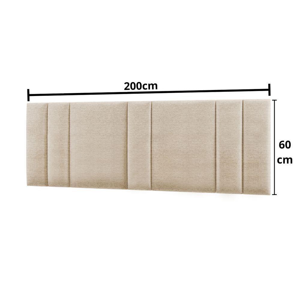 Cabeceira Painel Cama Box King Size Siri 200cm Com Led Linho Bege - Desk Design - 4