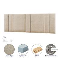 Cabeceira Painel Cama Box King Size Siri 200cm Com Led Linho Bege - Desk Design - 3