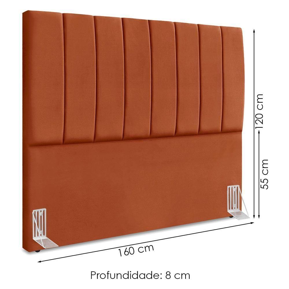 Cabeceira Queen 160 Cm Com Frame Dalia Suede Terracota Artte Terracota - 3