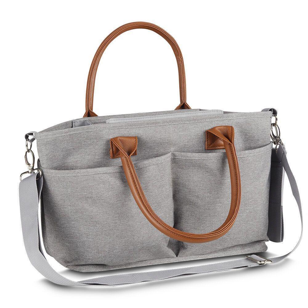 Bolsa Chic Cinza De Poliéster Com Alça De Couro - Estilo E Funcionalidade Para O Dia A Dia - 1