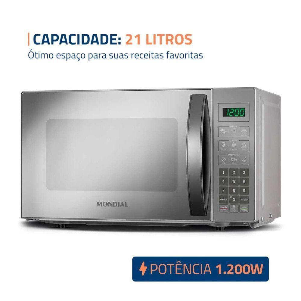 Micro-ondas Mondial 21 Litros MO-01-21-E Cinza Espelhado 220V - 2