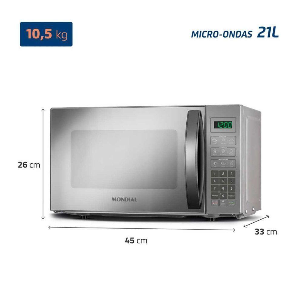 Micro-ondas Mondial 21 Litros MO-01-21-E Cinza Espelhado 220V - 5