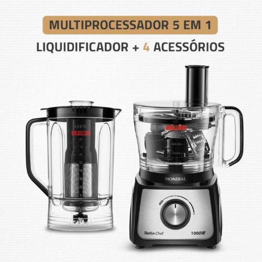 Multiprocessador 5 Em 1 Com 2 Velocidades 1000W Mondial Mpn-01-b Preto 220V - 3