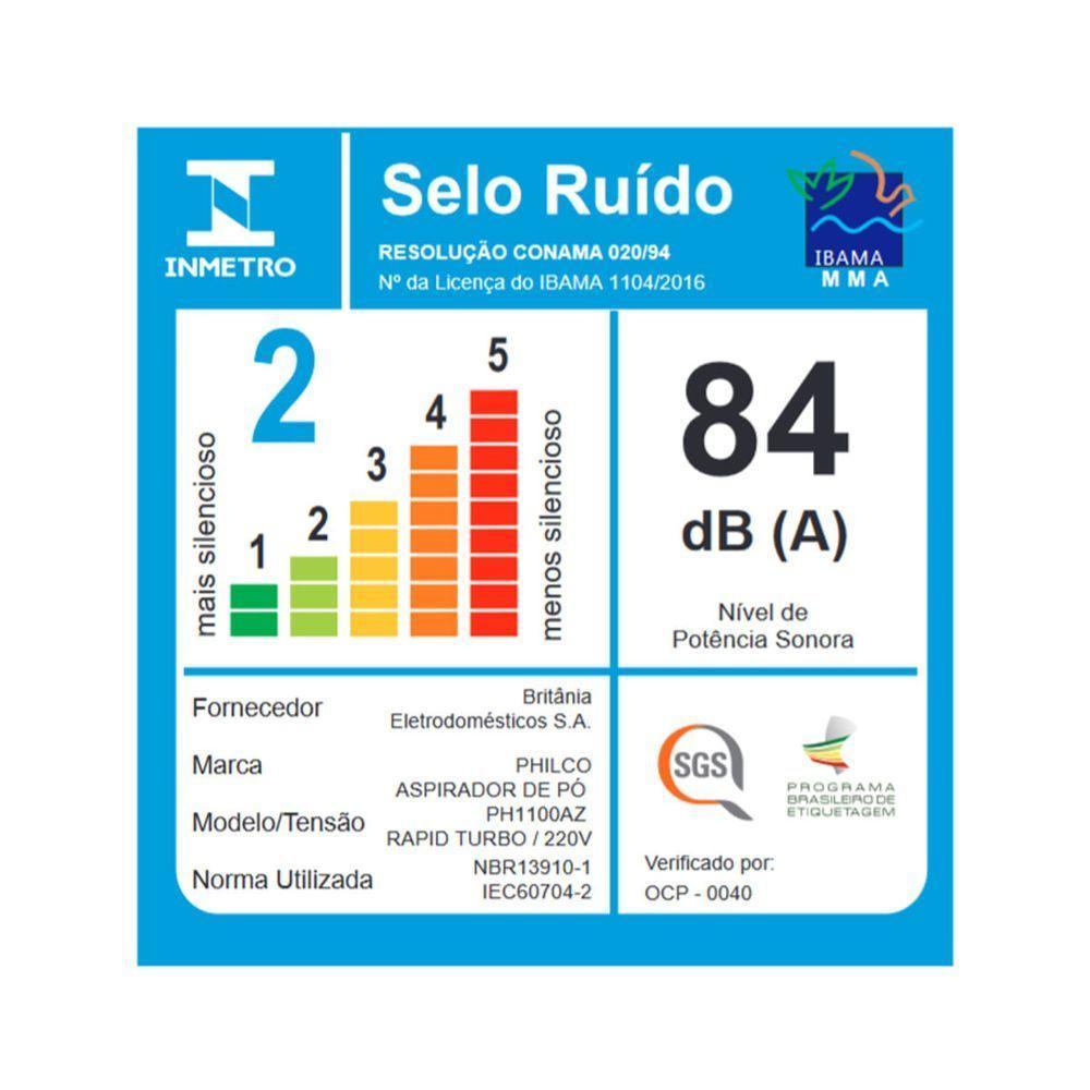 Aspirador De Pó Philco PH1100AZ 2 Em 1 Rapid Turbo 1L 220V - 7