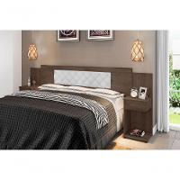 Cabeceira Box Bruna Chocolate Com Capitonê Branco - 2