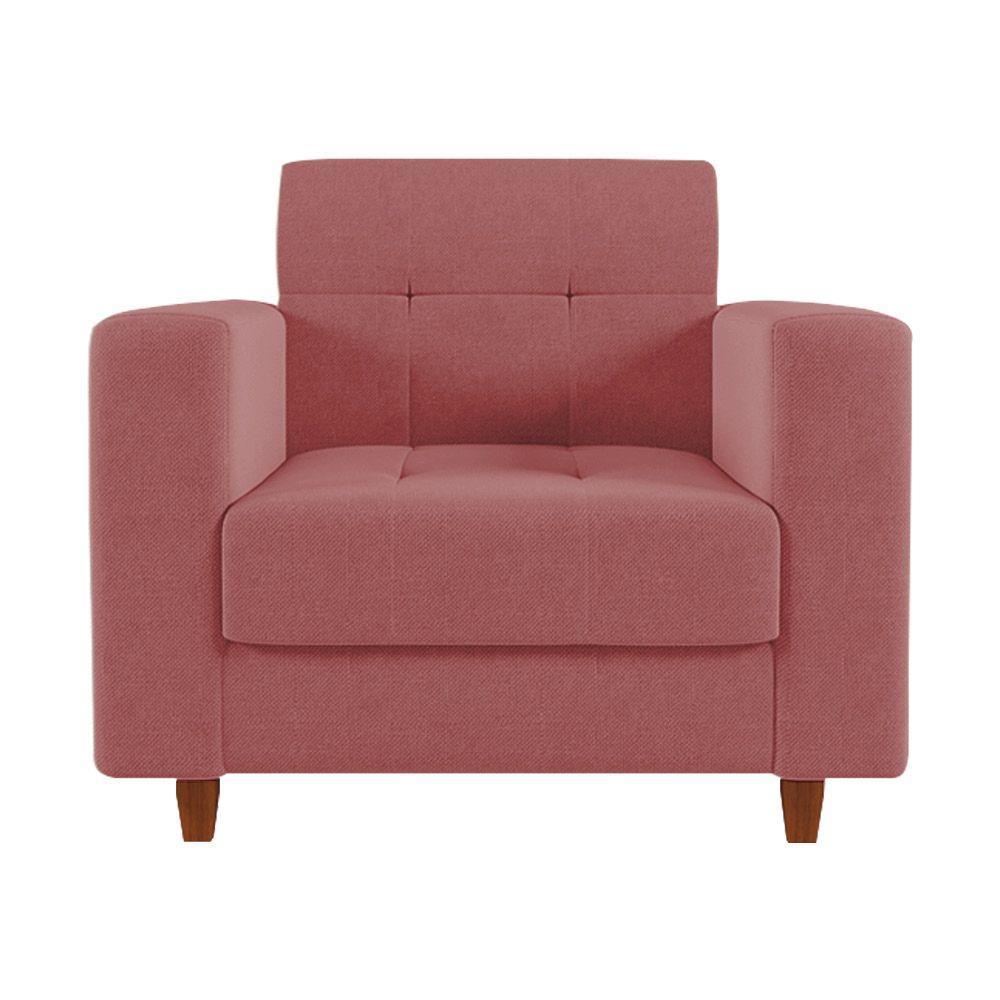 Poltrona Arezzo Linho Whiski Rose A106 Pés Chanfrado Castanho - 1