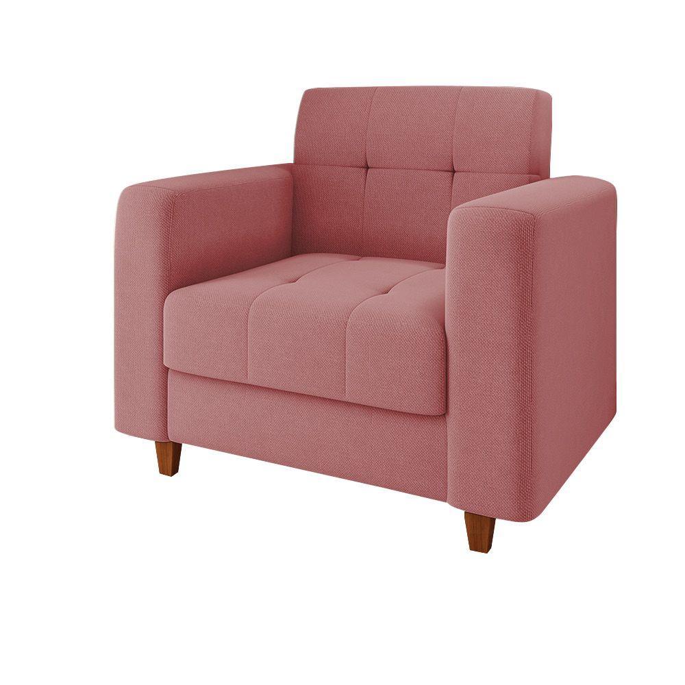 Poltrona Arezzo Linho Whiski Rose A106 Pés Chanfrado Castanho - 2