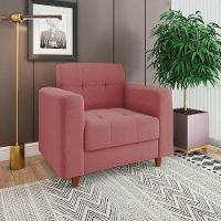 Poltrona Arezzo Linho Whiski Rose A106 Pés Chanfrado Castanho - 3