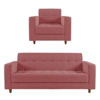 Kit Sofá 03 Lugares E 01 Poltrona Arezzo Linho Whiski Rose - 1