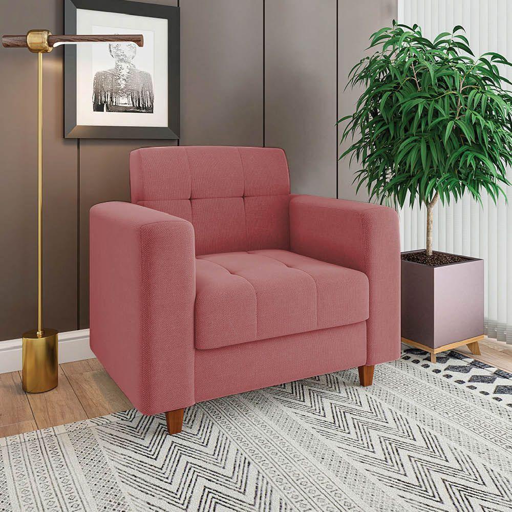 Kit Sofá 03 Lugares 02 Poltronas Arezzo Linho Pés Chanfrado - 5