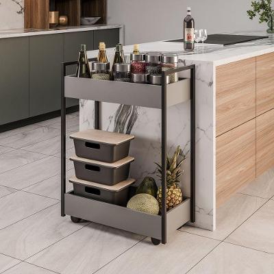 Carrinho Gourmet Auxiliar Para Cozinha 2 Prateleiras Noah Grafite-preto M13 M12 - D'rossi