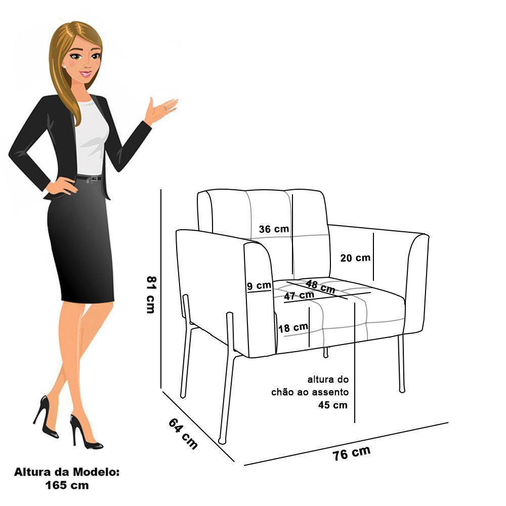 Poltrona Sala De Estar Pé De Ferro Dourado Elisa Bouclê D03 - D'rossi Azul - 4