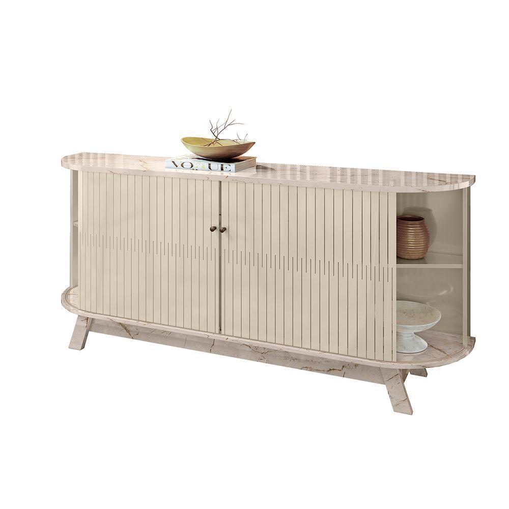 Balcão Buffet Sala De Jantar 183cm Tavillo M20 - D'rossi Calacata E Off White - 4