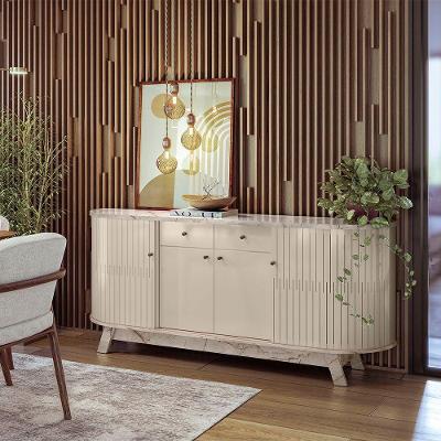 Balcão Buffet Sala De Jantar 183cm Tavillo M20 - D'rossi Calacata E Off White