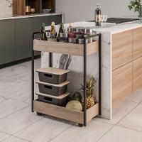 Carrinho Gourmet Auxiliar Para Cozinha 2 Prateleiras Noah Preto M13 - D'rossi Freijó - 1