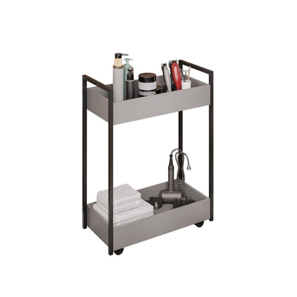 Carrinho De Apoio Estética Salão Industrial 2 Prateleiras Orla Pret M13 - D'rossi Grafite - 2