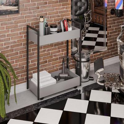 Carrinho De Apoio Estética Salão Industrial 2 Prateleiras Orla Pret M13 - D'rossi Grafite