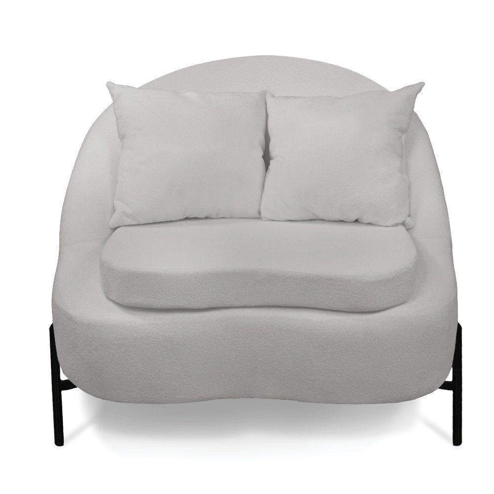 Poltrona Decorativa Orgânica Pé De Metal Preto Kit 2 Zaya Bouclê C05 - D'rossi Cinza - 8