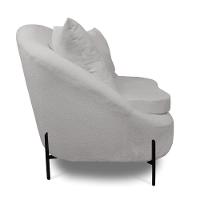 Poltrona Decorativa Orgânica Pé De Metal Preto Kit 2 Zaya Bouclê C05 - D'rossi Cinza - 6