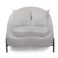 Poltrona Decorativa Orgânica Pé De Metal Preto Kit 2 Zaya Bouclê C05 - D'rossi Cinza - 8