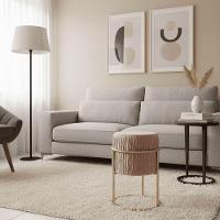 Puff Redondo Decoração De Natal Base De Ferro Dourado Veludo Rosê F04 - D'rossi - 1