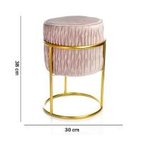 Puff Redondo Decoração De Natal Base De Ferro Dourado Veludo Rosê F04 - D'rossi