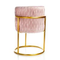 Puff Redondo Decoração De Natal Base De Ferro Dourado Veludo Rosê F04 - D'rossi - 5