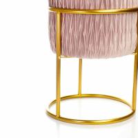 Puff Redondo Decoração De Natal Base De Ferro Dourado Veludo Rosê F04 - D'rossi - 6