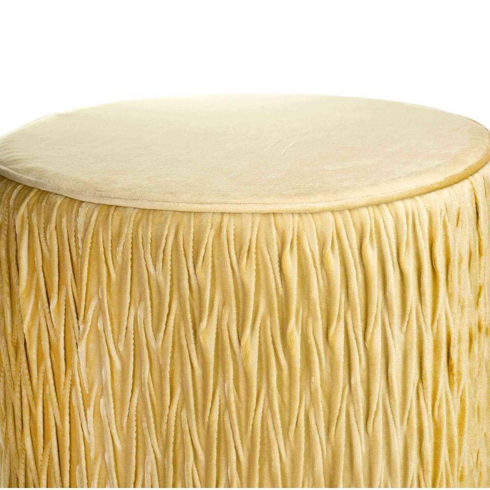 Puff Decorativo Redondo De Natal Com Veludo Bege Com Detalhe Dourado Na Base - D'rossi - 6