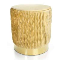 Puff Decorativo Redondo De Natal Com Veludo Bege Com Detalhe Dourado Na Base - D'rossi - 3