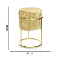 Puff Redondo Decoração De Natal Base De Ferro Veludo Dourado F04 - D'rossi - 3