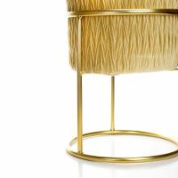 Puff Redondo Decoração De Natal Base De Ferro Veludo Dourado F04 - D'rossi - 5