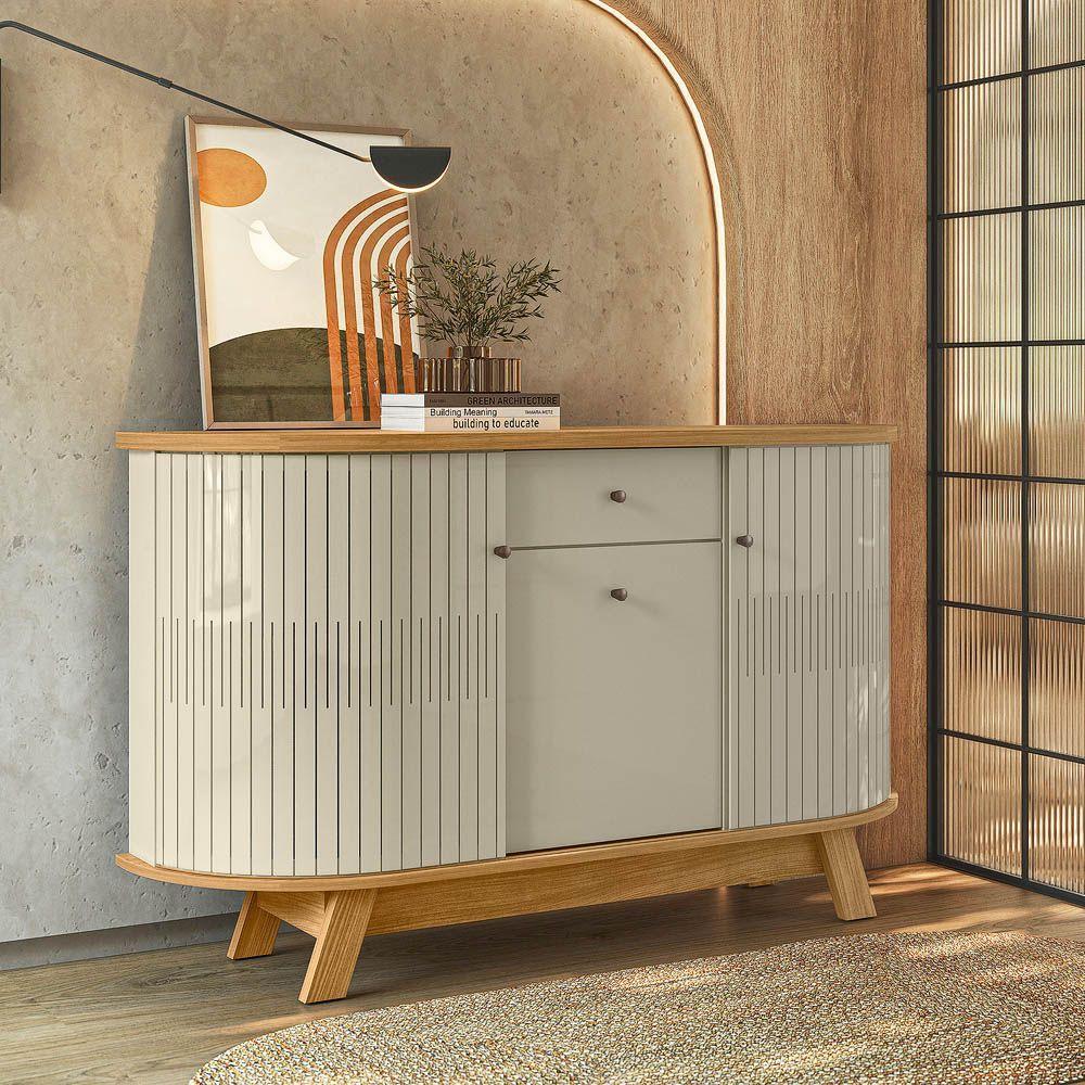 Balcão Aparador Buffet Sala De Estar 136cm Wylan Cumaru-opala M20 - D'rossi - 1