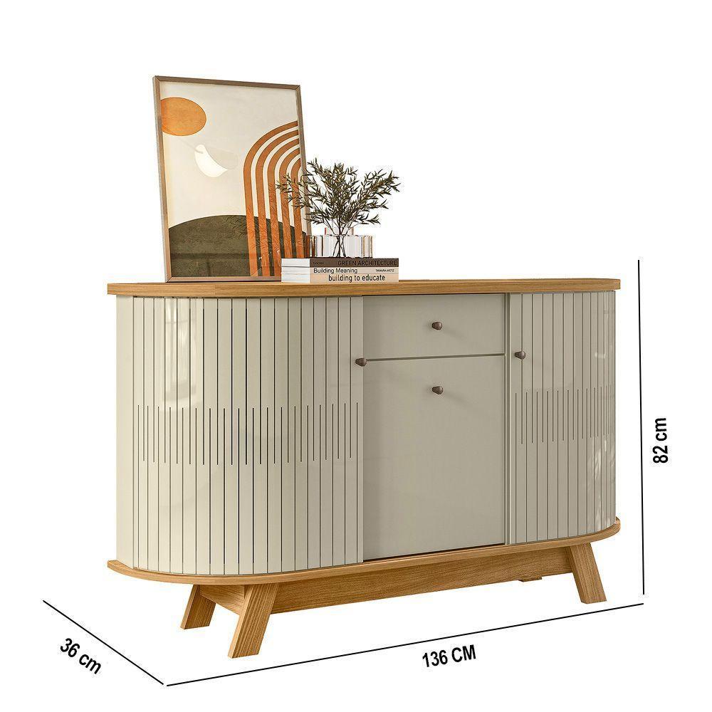 Balcão Aparador Buffet Sala De Estar 136cm Wylan Cumaru-opala M20 - D'rossi - 3