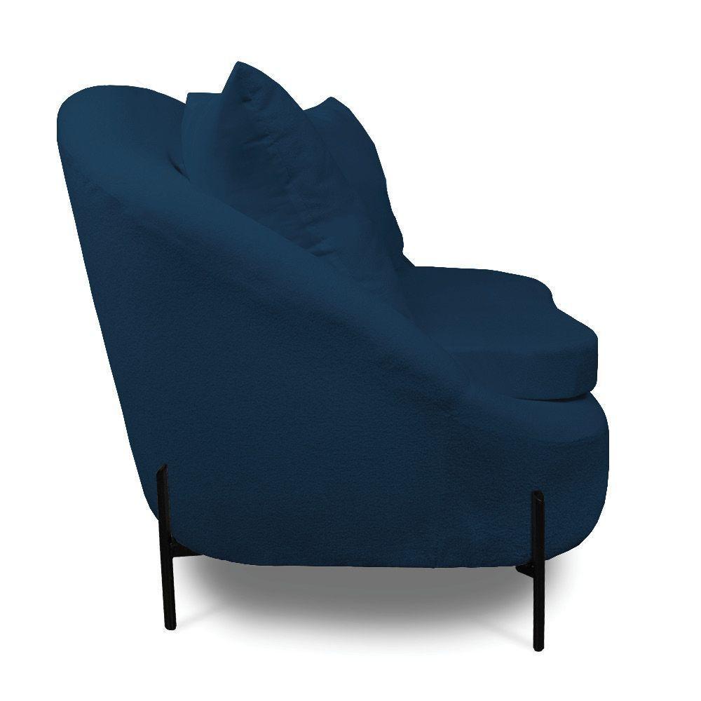 Poltrona Decorativa Orgânica Pé De Metal Preto Kit 2 Zaya Bouclê Bege C05 - D'rossi - 6