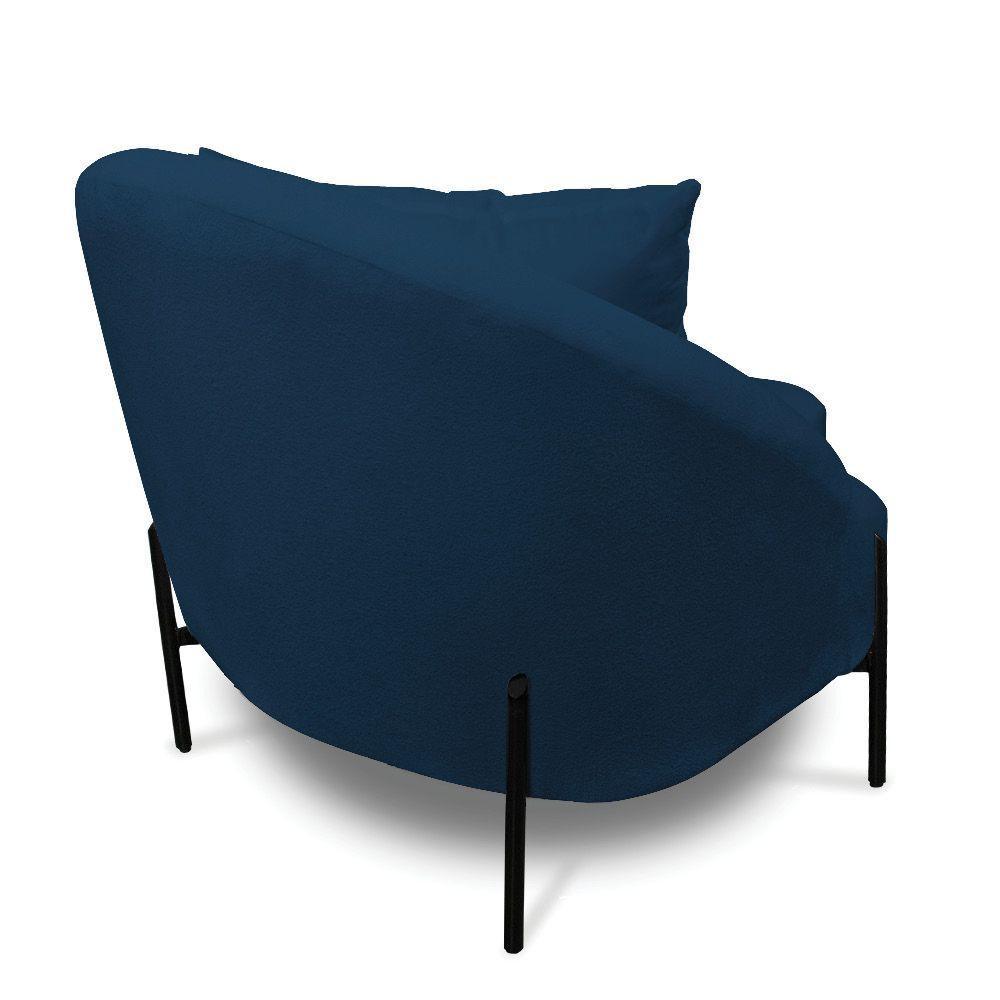 Poltrona Decorativa Orgânica Pé De Metal Preto Kit 2 Zaya Bouclê Bege C05 - D'rossi - 7