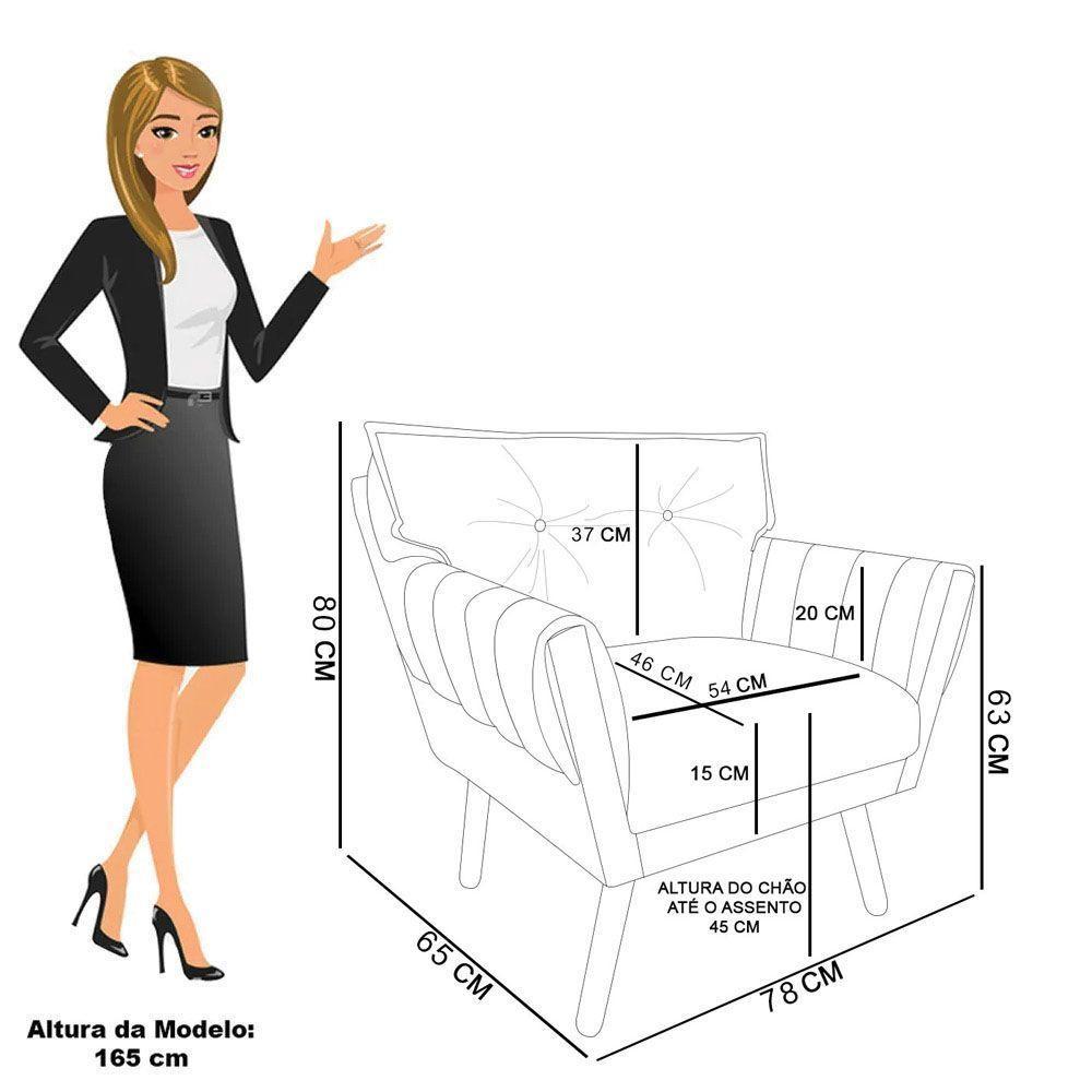 Poltrona Sala Pé Palito Madeira Anitta Sintético Pu Nozes D03 - D'rossi - 4