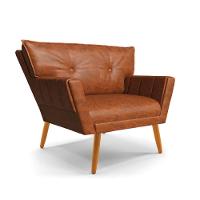 Poltrona Sala Pé Palito Madeira Anitta Sintético Pu Nozes D03 - D'rossi - 2