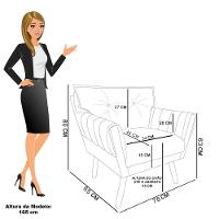 Poltrona Sala Pé Palito Madeira Anitta Sintético Pu Nozes D03 - D'rossi