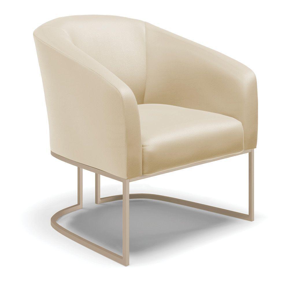 Poltrona Decorativa Stella Base Industrial Champanhe Sintético Bege D03 - D'rossi - 2