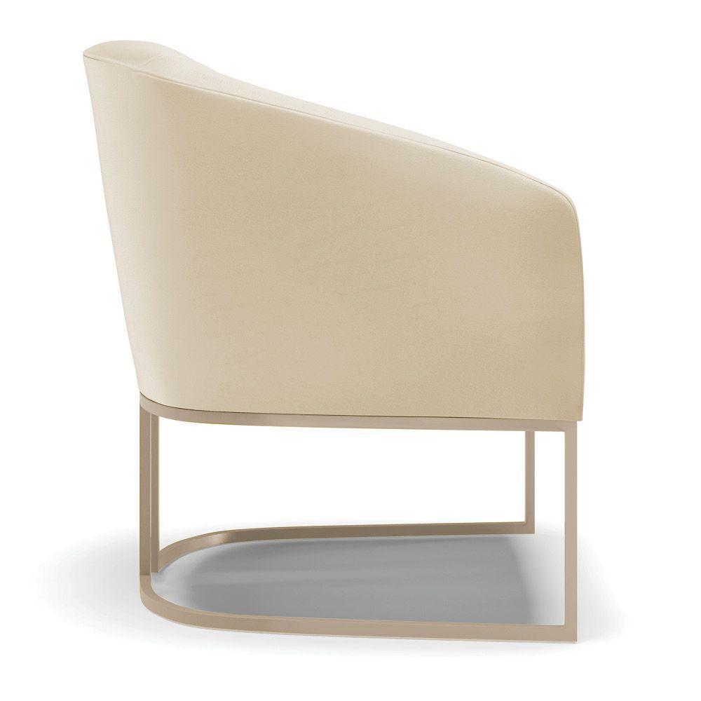 Poltrona Decorativa Stella Base Industrial Champanhe Sintético Bege D03 - D'rossi - 5