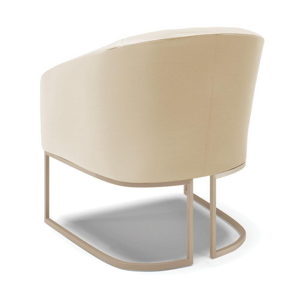 Poltrona Decorativa Stella Base Industrial Champanhe Sintético Bege D03 - D'rossi - 6