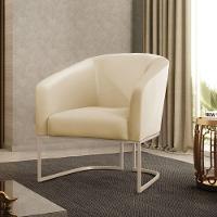 Poltrona Decorativa Stella Base Industrial Champanhe Sintético Bege D03 - D'rossi - 1