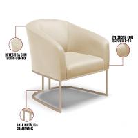 Poltrona Decorativa Stella Base Industrial Champanhe Sintético Bege D03 - D'rossi - 3