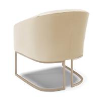 Poltrona Decorativa Stella Base Industrial Champanhe Sintético Bege D03 - D'rossi - 6